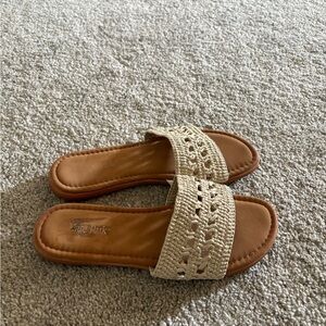 Kate Spade Natural Woven Slide Sandals